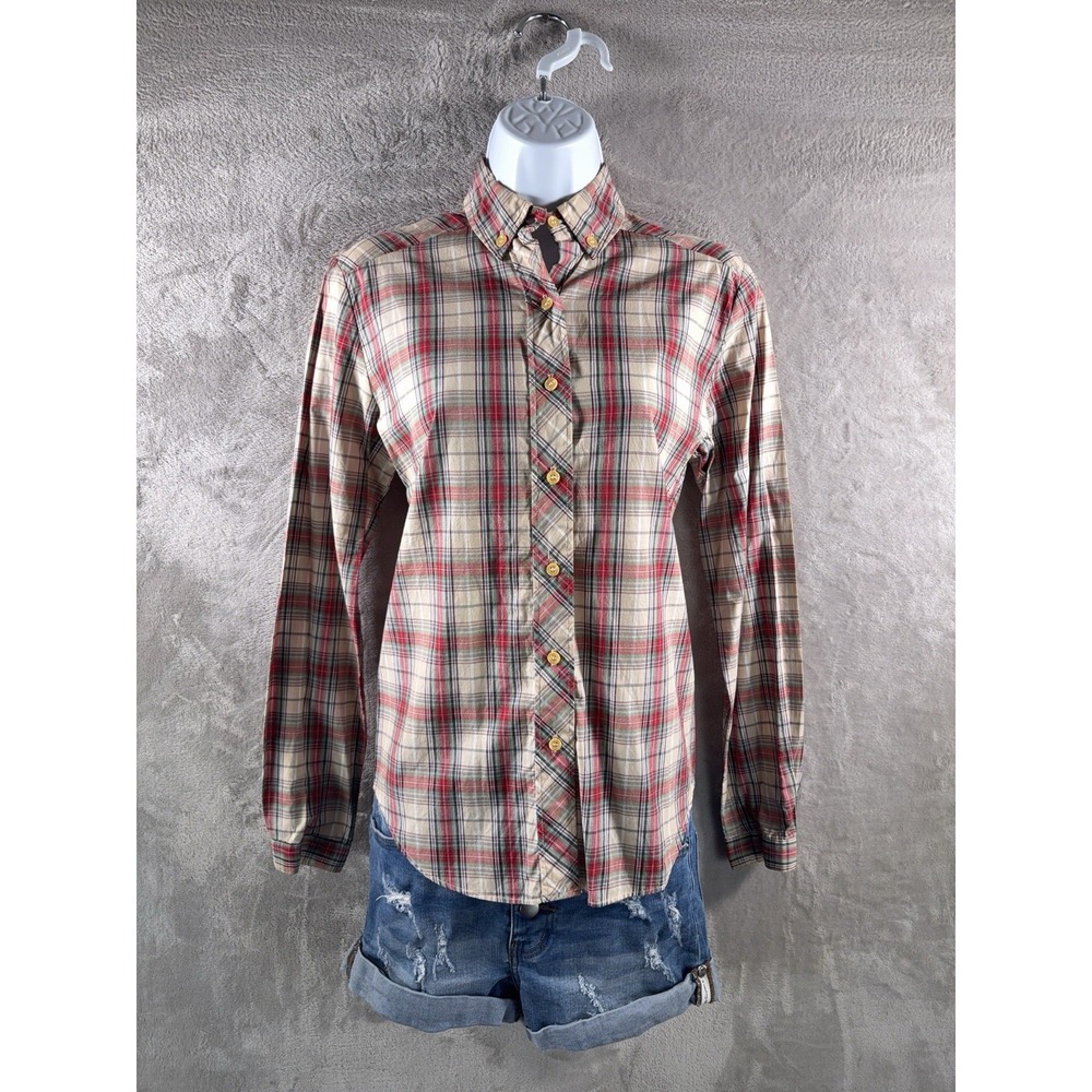 Diane Von Furstenberg For Camicetta Blouse Womens Size 4 Multicolor Plaid